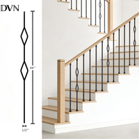 DVN Designs Modernes Balustres d'escalier en fer forgé, ornements intérieurs en forme de losange, balustres et rampes en métal noir pour intérieur