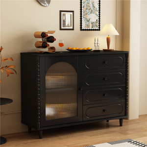 Vintage Style Solid Wood <b>Sideboard</b> Cherry Color <b>Storage</b> Cabinet For Dining Room - Product Image 3