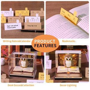 Harry Potter mundo mágico búho 3D modelo miniatura personalizado papel tallado Animal figura mano arrancar <span class=keywords><strong>calendario</strong></span> 3D con luz Led - Product Image 6