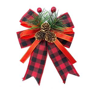 <b>Christmas</b> <b>Tree</b> Ornaments Pine Needles Red Berries Velvet Red and Black Bows Holiday Home Decor Polyester Fiber - Product Image 5