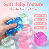 Jouet anti-stress en plastique à récupération lente en forme de cube de glace à la maltose, transparent, couleur unie, couleur individuelle