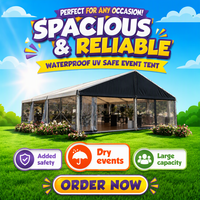 Tente transparente 6x12m quatre saisons en PVC imperméable avec structure en alliage d'aluminium pour mariages en plein air, fêtes, événements de jardin, résistante aux UV et au feu