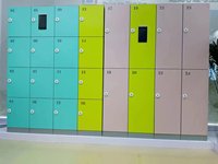 Casier de rangement en plastique ABS durable et étanche Conception de garde-robe à grain de bois pour salle de sport ou vestiaire