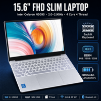 Ordinateur portable pour étudiants et l'éducation S15 15,6 pouces IPS FHD N5095 DDR4 32 Go M.2 2 To 5000 mAh Caméra 2MP WiFi 5 Windows 11