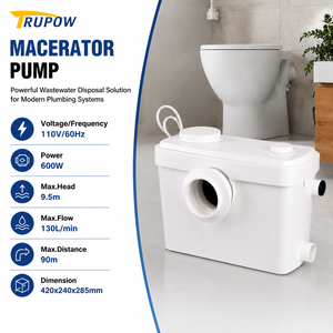 Pompe Macerator 600W à Faible Bruit, Hauteur de Refoulement Max. 9,5M, pour Évacuation des Eaux Usées des Toilettes, Éviers et Douches – Vente Directe Usine - Product Image 2