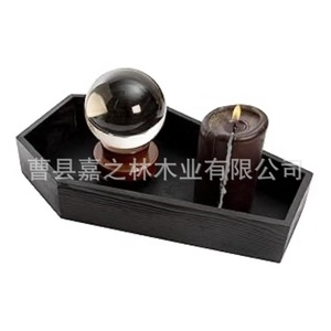 Bandeja de madera con forma de ataúd para Halloween, caja de almacenamiento decorativa rectangular negra para uso en interiores - Product Image 3