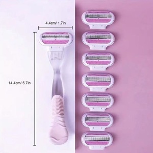 Women's Manual Razor Triple Blade Stainless Steel For Underarm And Leg Hair Removal 14.4cm With Replacement Heads - Product Image 1