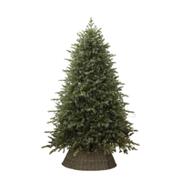 Sapin de Noël artificiel pré-éclairé avec jupe en osier, sapin de pin réaliste floqué pour décoration intérieure de Noël
