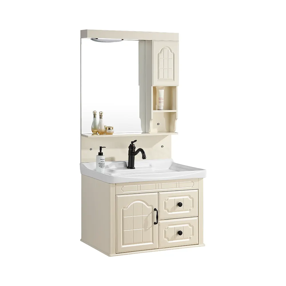 Hiện Đại Duy nhất-lỗ Vòi chậu Vanity với Gương tủ PVC phòng tắm nhà vệ sinh đơn vị bằng gỗ MDF carcase cho nhà hoặc căn hộ