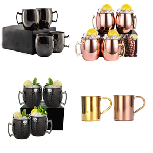Tazza Moscow Mule in Rame Martellato <span class=keywords><strong>Oro</strong></span> <span class=keywords><strong>Nero</strong></span> da 500ml (16oz) in Acciaio Inossidabile 304 per Caffè Puro, per France Ocean 5 Velebitsko - Product Image 1