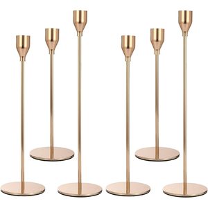 Anndason-Juego de 6 candelabros cónicos de oro rosa, candelabros altos de hierro para uso decorativo - Product Image 3