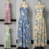 Robe longue d'été tendance J3662 pour femme, style boutique, sans manches, col halter, dos nu, idéale pour les fêtes