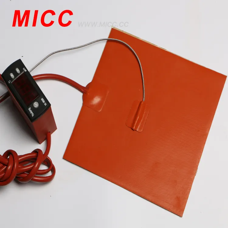 MICC 12V 120V ที่กำหนดเองยางซิลิโคนทำความร้อนแผ่นซิลิโคนที่มีเทอร์มิสเตอร์หรือเทอร์โม