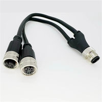 Connecteur aviation M12 DC en Y à trois voies avec 1 port mâle et 2 ports femelles, 4 ou 5 cœurs, protection IP67