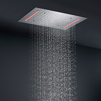 Système de robinets mitigeurs thermostatiques de douche, à monter au plafond, LED, pour salle de bains, avec pomme effet pluie encastré, 360x500mm, 2 voies