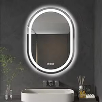 Miroir LED ovale avec éclairage, miroir LED anti-buée pour salle de bain, 3 couleurs réglables, fonction mémoire