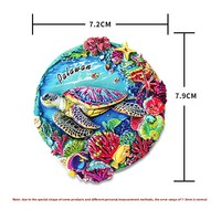 Aimant de réfrigérateur 3D personnalisé en résine, tortue marine tropicale Art Déco, corail, pour la plage, les îles et les voyages