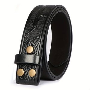 Herren Schnallenloser Gürtel aus Legierung und Leder – High-End Punk Street Hip Hop Übertriebener Stil mit Hornprägung und verstellbaren Löchern - Product Image 3