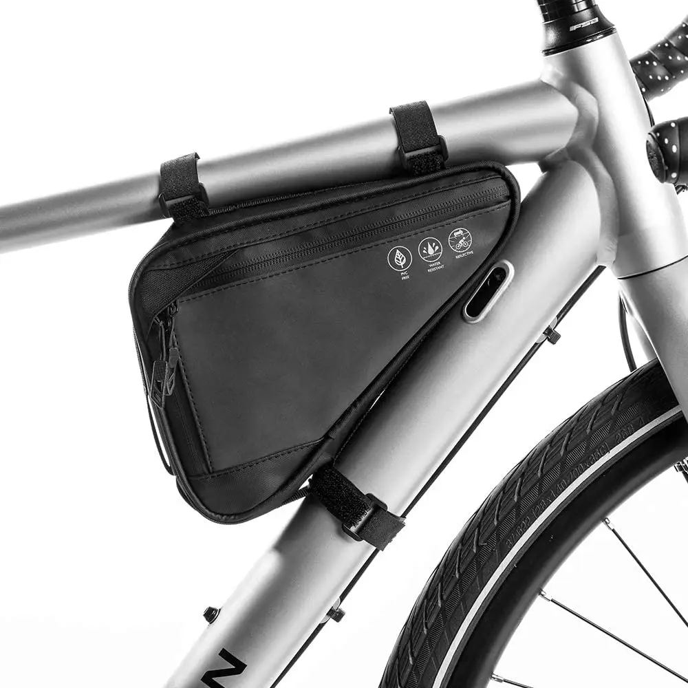Waterproof Bicycle Storage Bag Reflective Triangle Strap-On Saddle Pouch Storage Tube Bag Portable Bike Frame Bag