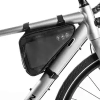Bolsa de ciclismo à prova d'água para guidão, bolsa com alça triangular para armazenamento e faixa refletiva
