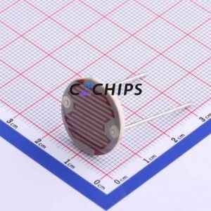 ตัวต้านทานแสงแบบรูทะลุ (THT) รุ่น GL20516, ระยะห่างขา P=15.5 มม., ค่าความต้านทาน 500kΩ, 5kΩ~10kΩ, แรงดัน 500V, ความยาวคลื่น 560nm - Product Image 1