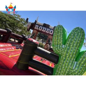 Riding Rodeo Cowgirl Cactus Château mécanique <span class=keywords><strong>de</strong></span> saut <span class=keywords><strong>de</strong></span> taureau avec crânes et <span class=keywords><strong>bottes</strong></span> <span class=keywords><strong>de</strong></span> cow-boy, PVC durable pour les fêtes d'enfants - Product Image 3