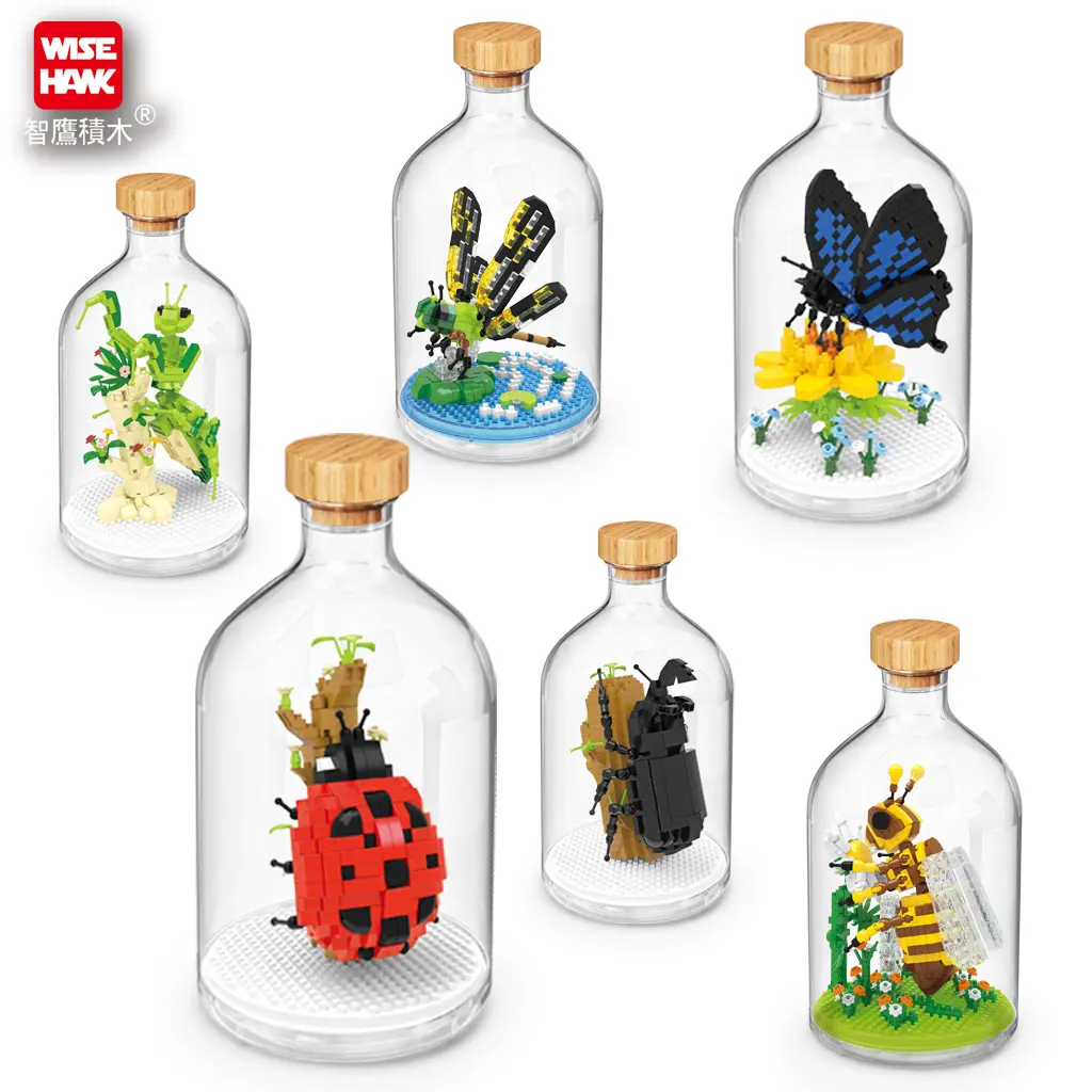 Giá bán buôn trẻ em legoing khối xây dựng thiết lập giáo dục DIY côn trùng mô hình đồ chơi mini khối động vật đồ chơi