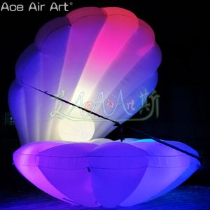 Coquille d'huître gonflable LED personnalisée avec coquille de perle gonflable lumineuse pour les fêtes de plage d'événements DJ et les décorations de scène - Product Image 1