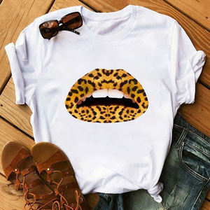 Neue Mode Sommer Bestseller Leoparden-Lippen-Print T-Shirt Damen Niedliches Grafik-T-Shirt Mode O-Ausschnitt Täglich Lässig - Product Image 6