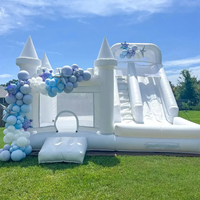 Château gonflable de fête de mariage Yingkun blanc et rose, vente de château gonflable, toboggan gonflable en PVC commercial, garantie de 3 ans