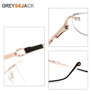 Monturas de Gafas Ovaladas sin Aro Gris Jack, Metálicas, Anti Luz Azul, Unisex, Lentes de PC, Diseño Wenzhou - Product Image 5