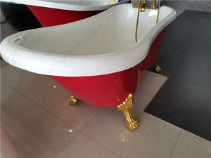 <span class=keywords><strong>Baignoire</strong></span> à pattes en acrylique rouge de petite taille à bas prix pour adultes avec quatre pieds en alliage d'aluminium - Product Image 4