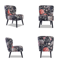 Chaise de salle à manger en tissu imprimé de luxe CARLFORD, motif oriental vintage, chaise d'appoint élégante avec pieds noirs, OEM personnalisé