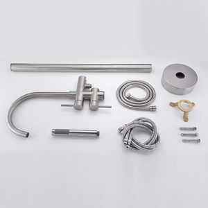 <span class=keywords><strong>Robinet</strong></span> <span class=keywords><strong>de</strong></span> baignoire autoportant à 2 poignées en laiton <span class=keywords><strong>avec</strong></span> finition nickel brossé et <span class=keywords><strong>douchette</strong></span> à main fixée au sol - Product Image 6