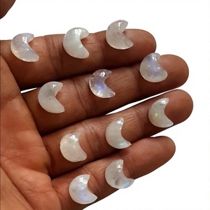 Natural Moonstone Half Moon Loose Gemstones Polished Iridescent For Nail Art Decoration - Product Image 1