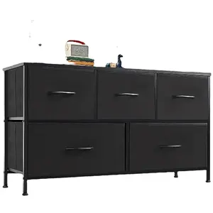 Organizatör depolama 5, kumaş kutuları ile şifonyer, yatak odası için uzun Dresser ahşap üst, dolap, Entryway