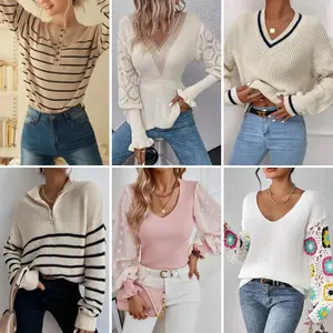 Supplier 2023 Leisure Fashion Women's Autumn/Winter Round Neck Long Sleeve Pullover Knitted Women's Sweater Clearance