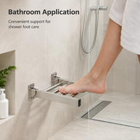 Repose-pieds de douche moderne en acier inoxydable, robuste et réglable, à fixation murale, pour hôpitaux et salles de bain