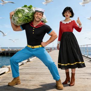 Disfraz de Popeye el Marinero para Parejas, Disfraz de Halloween, Disfraces Elegantes para Hombres y Mujeres, Disfraz para Jugar a Roles - Product Image 1