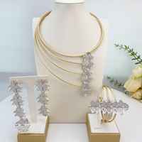 OR23711 Parure de bijoux africains pour femme avec grand pendentif, collier plaqué or, bijoux de luxe en forme de fleur pour mariage, fiançailles, fête
