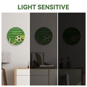 นาฬิกาแขวนผนังทรงกลมลายฟุตบอล พร้อมโลโก้สั่งทำ ของตกแต่งบ้านทันสมัย นาฬิกาไม้ นาฬิกาปลุก LED ดิจิตอลอัจฉริยะ พัดลม โซนฟุตบอล ของขวัญส่งเสริมการขาย - Product Image 5