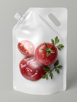 Pochette sur support en plastique imprimée personnalisée buse d'aspiration bec verseur à presser pour usage domestique-stockage de sauce ketchup tomate piment