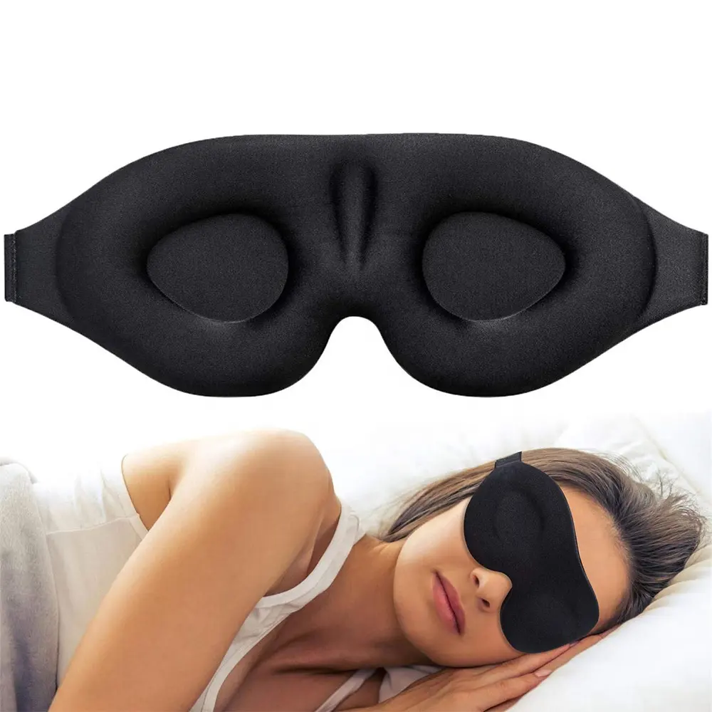 3D memory foam luxury private label sleep cover eye sleep mask with nose pad and elastics