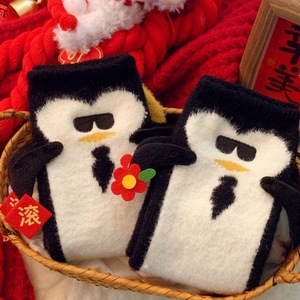 Penguin Pattern Floor <b>Socks</b> Women Mid Calf Thick Fleece Lined <b>Winter</b> Home Sleep <b>Socks</b> Thermo Warmth - Product Image 3