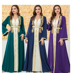 Gaun Kaftan untuk wanita pesta malam Dubai shampoo jubah Arab Oriental 2 potong set Kaftan Islam Abaya Muslim Lebaran