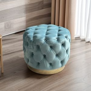 Furnistyle Tabouret ottoman rond tufté au design italien de luxe Banc en velours mignon pour salon salle de bain maison bar - Product Image 3