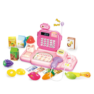Luckytoys Filles Jouets Rose <span class=keywords><strong>Caisse</strong></span> <span class=keywords><strong>Enregistreuse</strong></span> Machine Shopping Épicerie Jouer <span class=keywords><strong>De</strong></span> L'argent Jeux Faire semblant Ensemble <span class=keywords><strong>De</strong></span> Jouets - Product Image 1