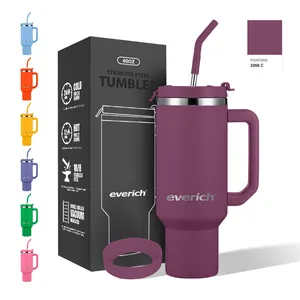 Gobelet isolé Adventure Quencher de 40oz en acier inoxydable Tasse à bière réutilisable de luxe avec poignée et couvercle pour les fêtes