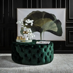 Muebles para el hogar de lujo terciopelo teal distintos tapizado otomano redonda Banco asiento de tela pie taburete Decoración - Product Image 5