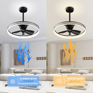 Ventilateur de plafond moderne à anneaux empilés de 23,6 pouces, 6 vitesses, avec minuterie, mémoire, silencieux, réversible, avec éclairage LED, pour la maison et la chambre à coucher - Product Image 3